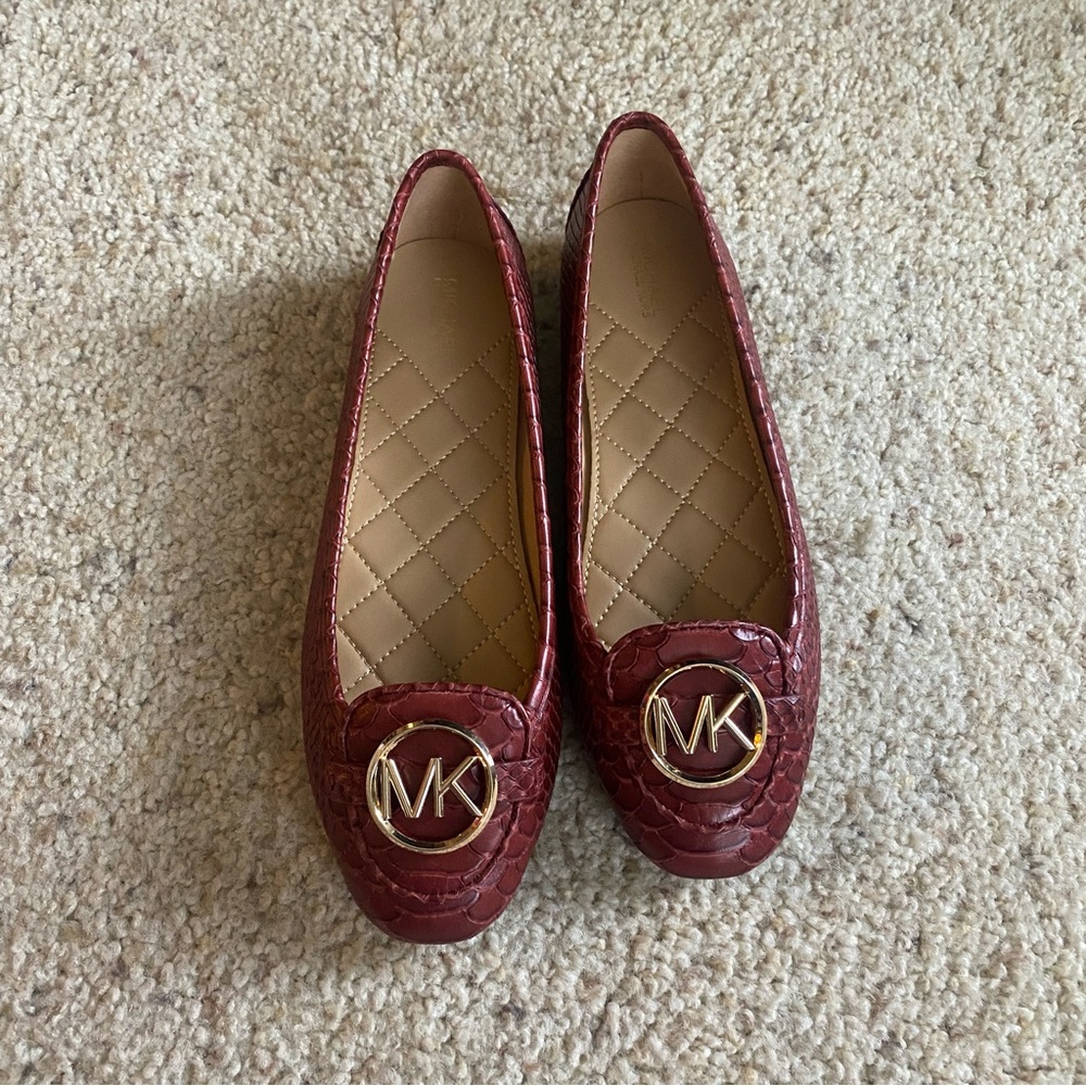 Michael Kors Fulton moccasin red leather size 7.5